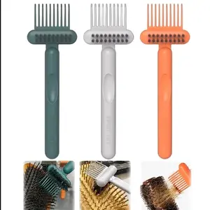 (2 Count)Comb & Hairbrush Cleaner — Dual-Tool Mini Rake/Bristle Brushes to Remove Hair, Dust & Product Build-Up from Combs & Brushes — Portable, Reusable, Professional or Home Use