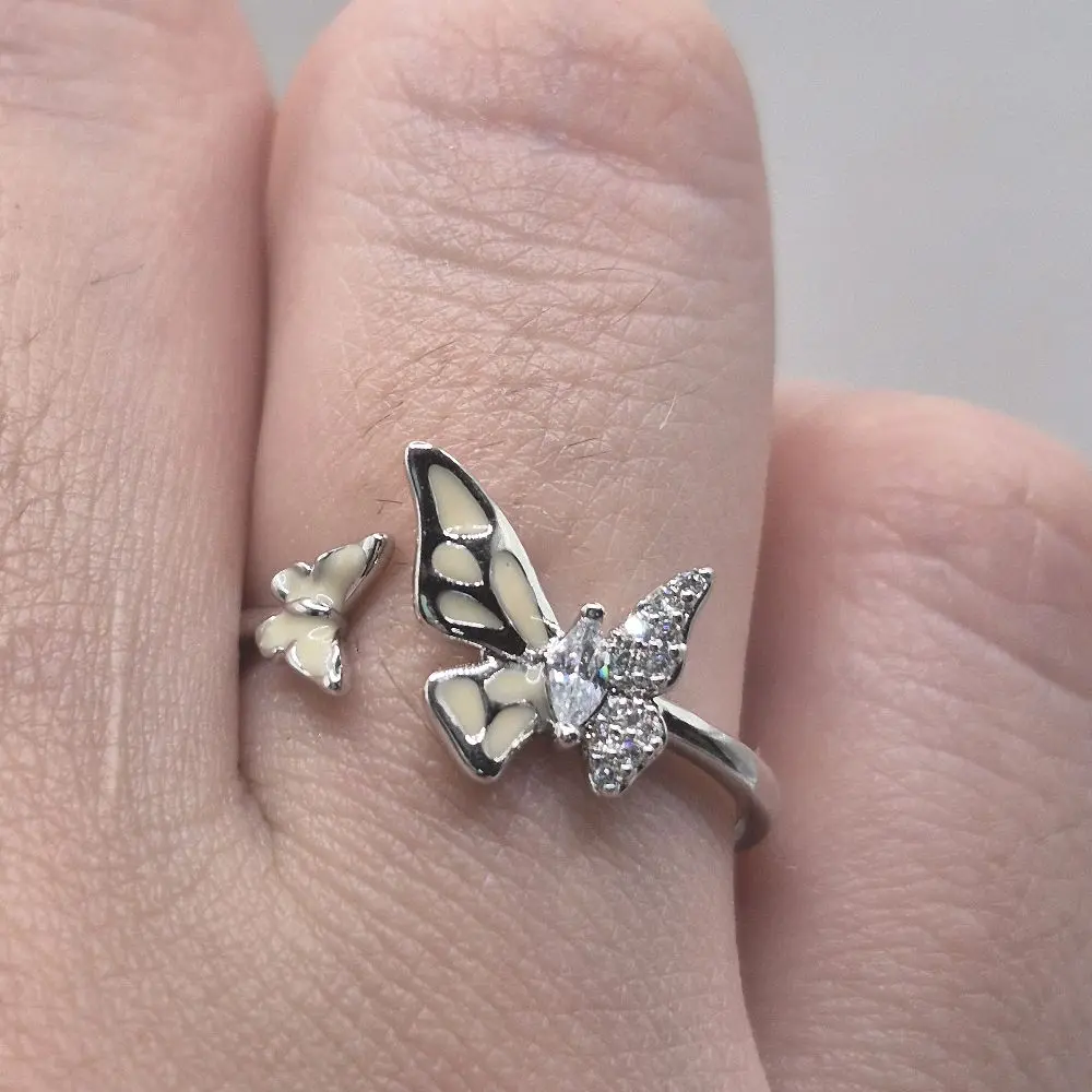 butterfly silver ring plated gold 14k