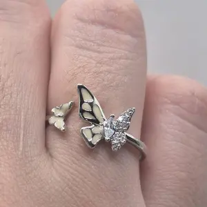 butterfly silver ring plated gold 14k