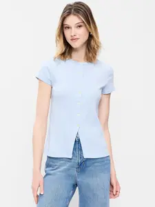 Old Navy Women's Short-Sleeve Ribbed Button-Down Top