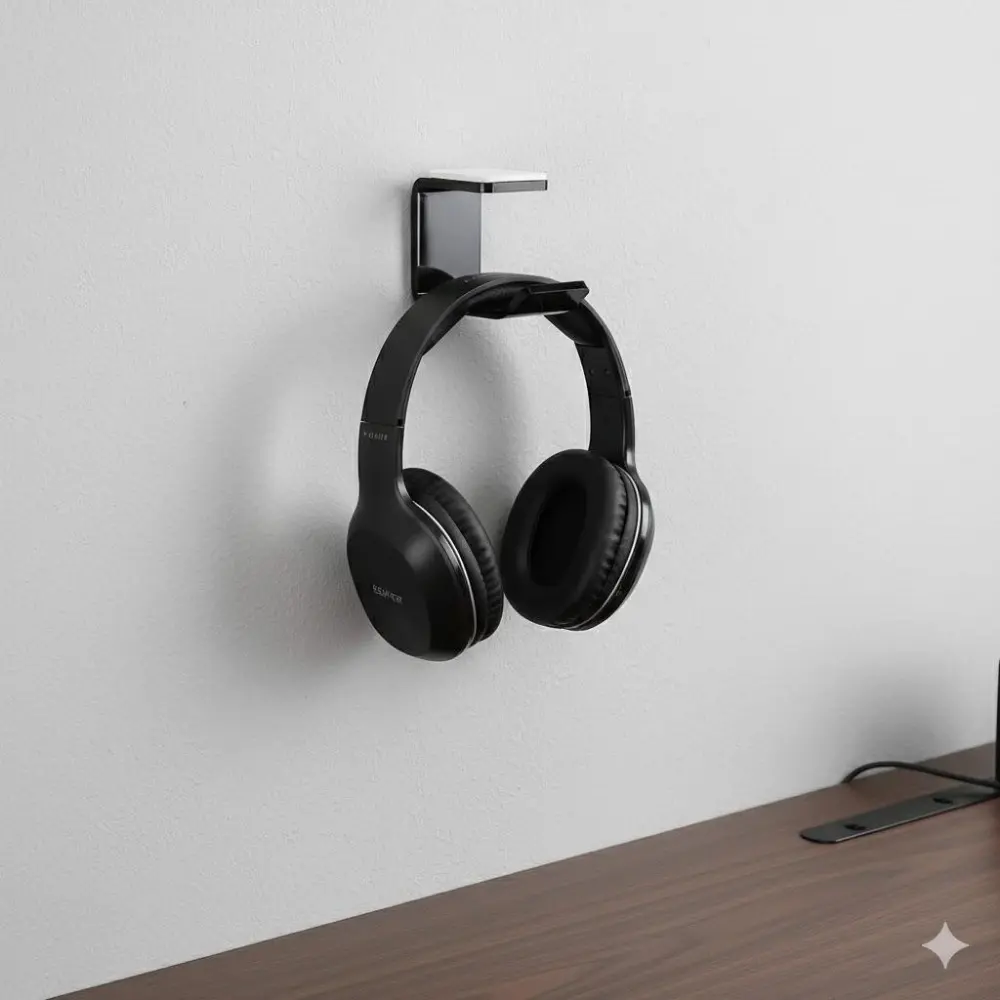 Wall Mounted Headset Stand for Gaming VR & Bluetooth Headphones, Multi-Function Anti-Slip Hook with Anti-Scratch Anti-Dust Design, Minimalist Organizer for Gaming Desk, Studio, Nursery Room