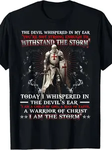 Durable in Washing Knight Templar I Am A Child of God A Warrior of Christ I Am The Storm T Shirt Men'S T-Shirt