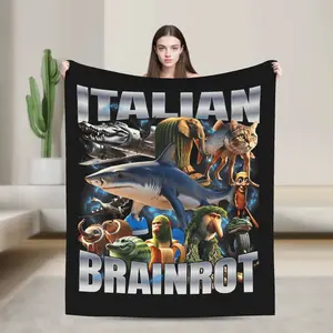 Italian Themed Flannel Blanket Premium Ultra Soft Material All Season Comfort Perfect For Bed Sofa cozy Multi Scene Use Travel Ready Companion Lightweight Easy Care Machine Washable Durable Long Lasting Quality Art warm nap Throw