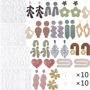 44 Pcs Resin Earring Molds Set for Epoxy Resin,Geometrical Flower Leave Heart Shaped Epoxy Silicone Casting Molds for Jewelry Pendant Keychain Charm,Resin Epoxy Kit,Christmas Party Gifts,DIY Hand Tools Kits