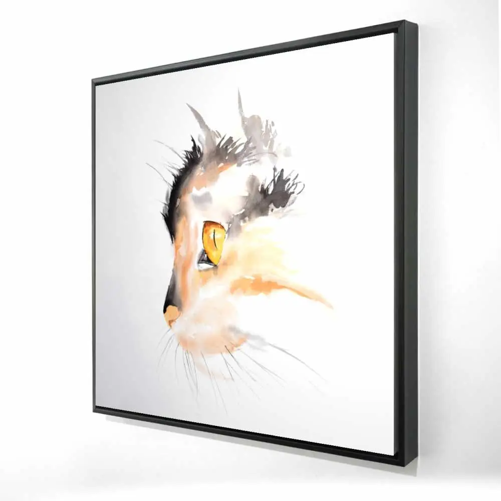 212 MAIN 36x36 in. Framed Wall Artwork - Artistic Vibrant Watercolor Cat Face Profile Print, Home Decor for Room, Ideal Gift for Cat Lovers