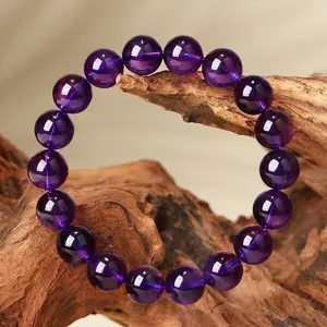 Natural Amethyst Bracelet Wealth Attracting Lucky Charm Genuine Raw Stone Beaded Jewelry Unisex Gift