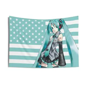 Anime Hatsune Miku 3x5Ft Flags Tapestry for Wall Hanging College Dorm Room Decor with 4 Brass Grommets Banner flag tapestry  Tapestry