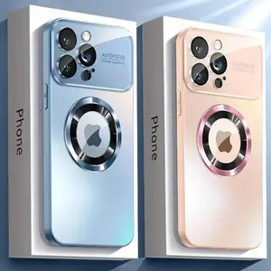 Premium Luxury MagSafe Phone Case for iPhone 17 Pro Max/16 15 14 13 12 Built-in Camera Lens Protector, Plated Frame Shockproof Protective Cover with Logo View