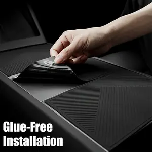 [ Glue-Free Instalation ]For Tesla Model 3 Highland 2024 2025 & Model Y Juniper 2025 Accessories Center Control Panel Silicone Protective Pad, Non-Slip and Wear-Resistant, Protects the Center Control Panel and Increases Aesthetics