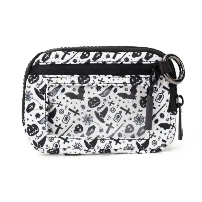 Women's RFID Blocking Keychain Wristlet Wallet, Halloween-Themed Credit Card Holder with Bats, Witches Designs, Wallets