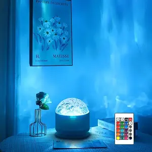 7 Color Change Along with the Rhythm of the Music，2 Scene - Ocean Wave & 3D Water Ripple Projector Light，Star Projector Night Light for Bedroom, Party, Home Décor