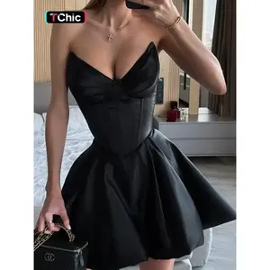 Women’s Solid Color Tube Dress, Stylish Sexy Strapless Dress for Party Club Dating Wear, Women’s Summer Dress