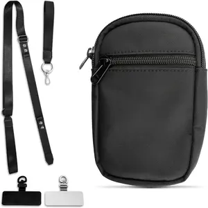Crossbody Phe Strap with Wallet - Adjustable Nyl Strap with Metal Hardware, RFID Wallet & Detachable Wristlet - Hands-Free Travel Purse for Women & Men