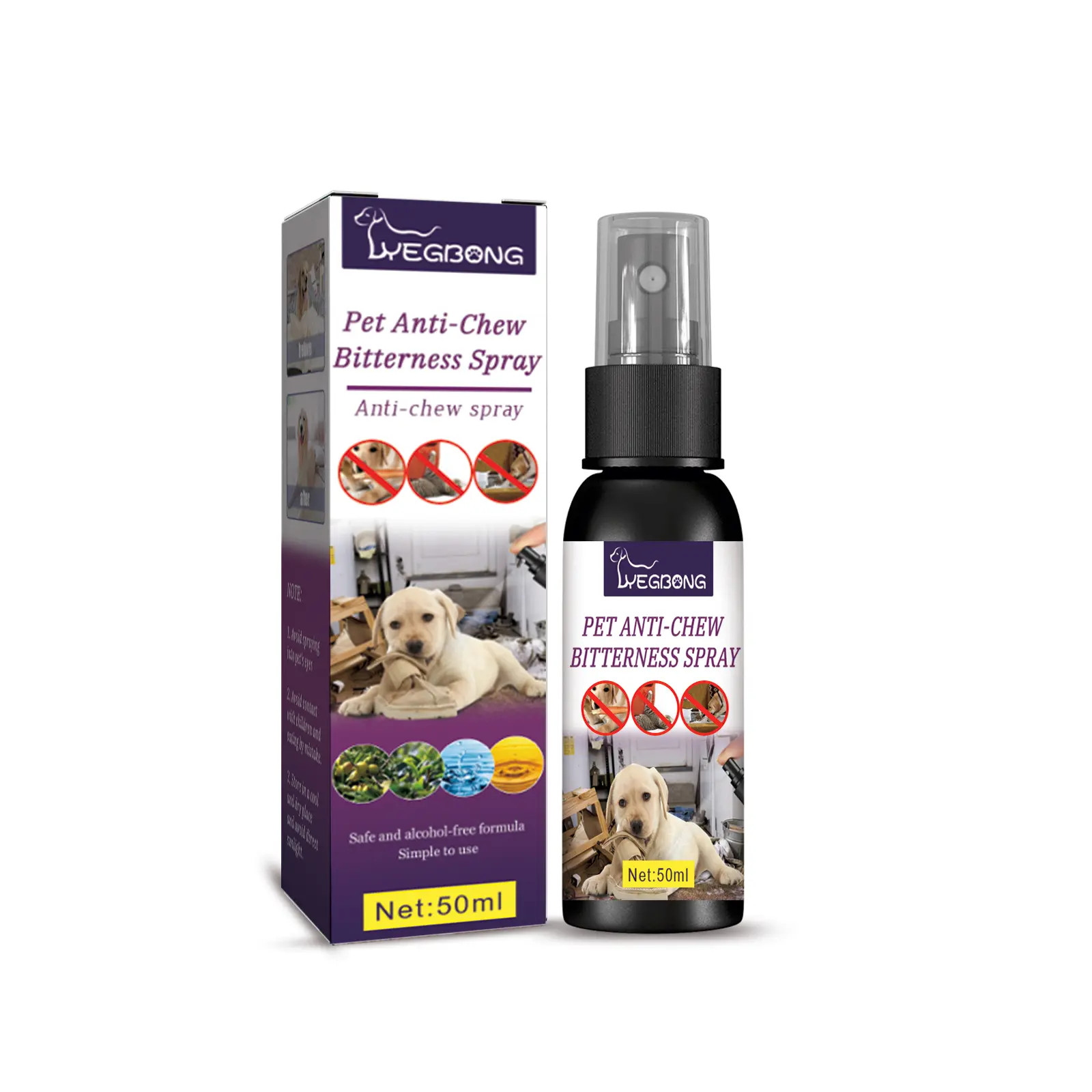 Yegbong Pet Anti-Chew Spray - Tea & Olive Long-Lasting Indoor Repellent to Stop Dogs from Scratching, Prevents Bites