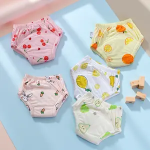 5-Piece Cute Fruit Cut-Out Training Pants, Washable Reusable Baby Diapers, All-Season Unisex Infant Pull-Ups, Newborn Up to 5kg