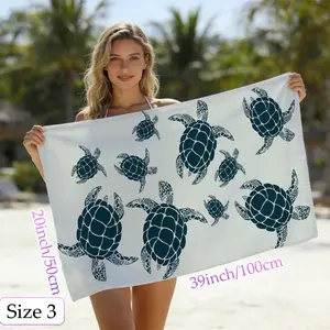 1pc Ocean Turtle Print Beach Towel, Quick-Dry Absorbent, Soft Skin-Friendly, Lightweight, Ideal for Beach, Pool, Camping