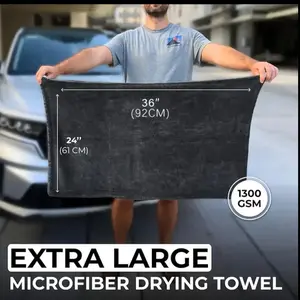 1300 GSM Extra-Large Microfiber Car Drying Towel - Quick Dry, High Absorbency, Streak-Free, Plush Texture, 24x36 Inches, Dark Blue, Microfiber Towel