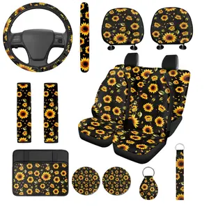 Sunflower Print Car Seat Covers Full Set,Auto Interior Upgrade, Stylish Car Decor, Modern Car Accessories, Durable Car Armrest Cover Pad, Highquality Covers,funny Interior Car Accessories