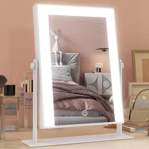 New 10x12 LED Vanity Makeup Mirror - Brightness Adjustable with Dimmable Touch Screen - High-Definition Cosmetic Mirror featuring Smart Touch Control Stable Stand & 360° Rotation for Bedroom Living Room & Bathroom Decor Glass