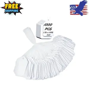 1000 PCS Pre-Strung Price Tags with String, White Paper Label Tags