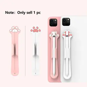 Cute Cat Paw Design Stylus Pen Case, Touch Screen Pen, 1 Count Silicone Pen Sleeve for Apple Pencil 1 2, Adhesive Tablet Pen Slot, Cute Stylus Pencil Case