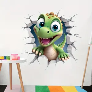 3D Dinosaur Decorative Wall Sticker, Creative PVC Removable Wallpaper, Beautiful Pattern, Home Decor, Bedroom Bathroom Background, Dinosaur Art Wall Decal