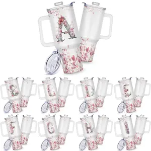 40oz Tumbler with Lid, Vacuum Insulated Cup, Personalized Letter Print Travel Coffee Mug, Perfect Gift for Mom, Sisters, Teachers for Weddings and Birthdays