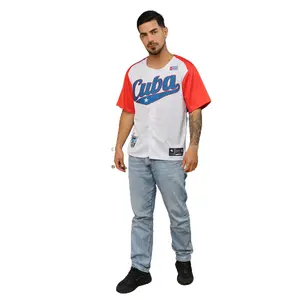 Cuba Outfit – Premium Cuban Baseball Jersey White Red Blue | Embroidered Flag Streetwear