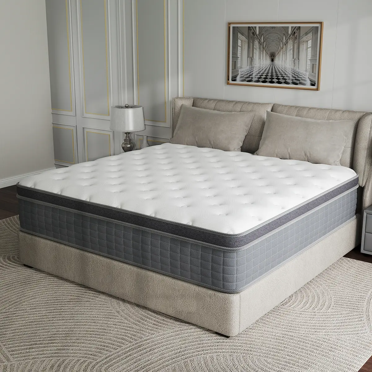 BOMASS 10" 12" 14" Hybrid Mattress Twin Full Queen King Mattresses Memory Foam Medium Firm Pocket Spring Mattress New Luxury Refreshing Sleep Experience, Queen Size Mattress, Full Size Mattress