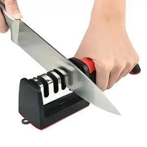 Professional 4-Level Knife Sharpener with Tungsten Steel Diamond Ceramic Stones, Base, Efficient Blade Restoration Tool, Home Kitchenware