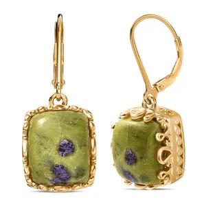 Tasmanian Stichtite 13.35 ctw Earthborn Crown Majesty Earrings in 18K Yellow Gold Plated