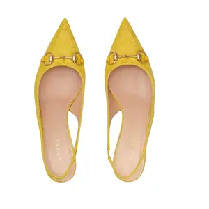 Gucci Slingback Leather and Canvas Pumps in Sunny Yellow  Size 38.5 USA 8