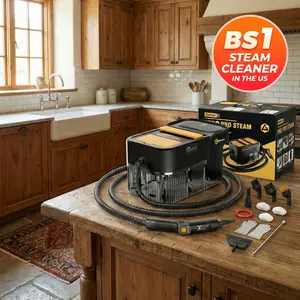 Gautye Portable Steam Cleaner with Fast Heat-Up, 3-Level Adjustable Handle, 2.1L Large Water Tank, 15 Accessories, Multi-Surface Steamer for Floors, Tile, Grout, Sofa, Car, and Tough Grease Cleaning