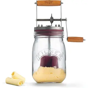 Vintage Glass Butter Churn; Delicious Homemade Butter in as Little as Ten Minutes; Large 34-Fluid Ounce Capacity Butter Churner