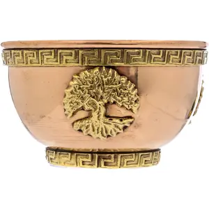 Tree of Life Copper Bowl - Offering Bowl for Altar or Ritual Use, Incense Holder and Smudge Kit, Home Decor - Holds Incense, Offerings, Healing Crystals, Water - Smudge Pot for Altar Supplies Scented Aroma