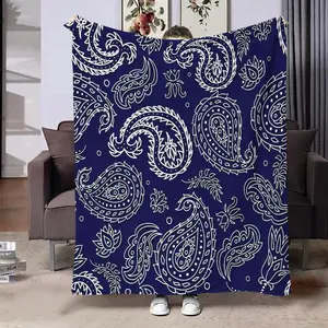 Paisley Pattern Flannel Blanket, 1 Count Retro Modern Air Conditioner Blanket, Soft Warm Nap Blanket for Home Office Travel, Gift for Friend