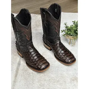 Rustic Brown Jumbo Leather Boots Square Toe