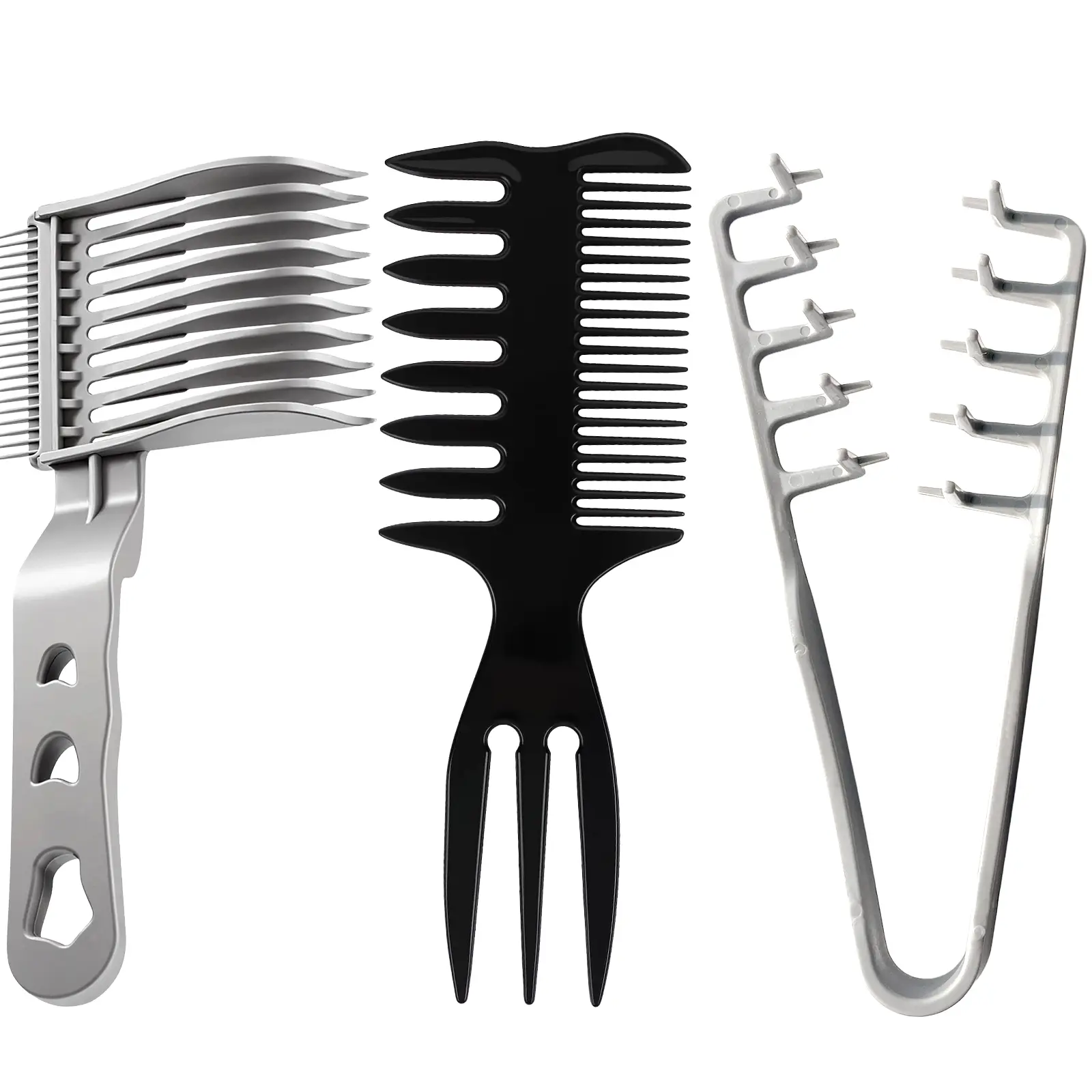 Professional Black Blend Fade Comb Set - Haircare Tool for Men, Lightweight Handle, Frizz-Control Smoothing Styler, Heat-Free Self-Haircut Fading & Blending, Salon or Home Use