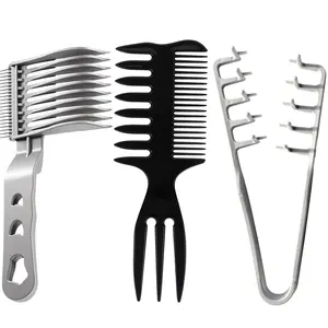 Professional Black Blend Fade Comb Set - Haircare Tool for Men, Lightweight Handle, Frizz-Control Smoothing Styler, Heat-Free Self-Haircut Fading & Blending, Salon or Home Use