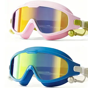 YIDIQI Kids Swim Goggles Light Electroplated Anti Fog UV Protection No Leak Wide View Design with Built in Ear Plugs Comfortable for Boys Girls Multiple Cute Colors