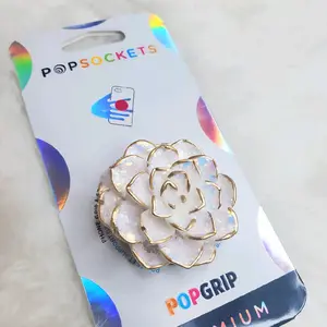 Custom glitter white iridescent succulent flower popsocket
