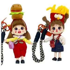 Lolifen Cute Hamburger & Fries gIRL Fashion Plush Dolls Doll Bag Charm Key Chain | Phone Charm & Phone Strap |