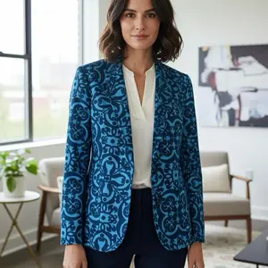 Talbots Women's Blue Paisley Blazer Lined Sz 6 Petite NWT Elegant and Stylish Outerwear