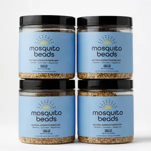 Natural Mosquito Repellent Beads | Long-Lasting (up to 5 days) | Outdoor & Patio Protection | Geraniol, Citronella, Peppermint Essential Oils | Fresh Scent, Pet Safe & 100% Biodegradable | 5oz (4 pack)
