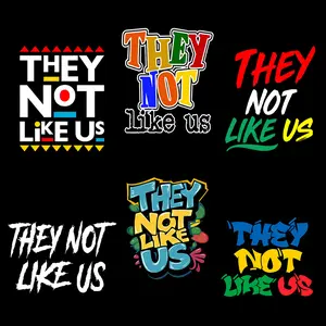6pcs"THEY NOT LIKE US"DTF Transfer- Suitable For Crafting T-shirts, Bags & Fabric Decor, Washable And Long-Lasting Iron-On Transfer Stickers, ,Fun Juneteenth Personality Heat Transfer Stickers- Clothing Accessories