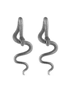 Trendy Snake Ear Studs for Men & Women, Dark Color Design, Realistic Snakeskin Texture, Perfect for Daily Wear, Unisex Accessory, High Quality Earrings