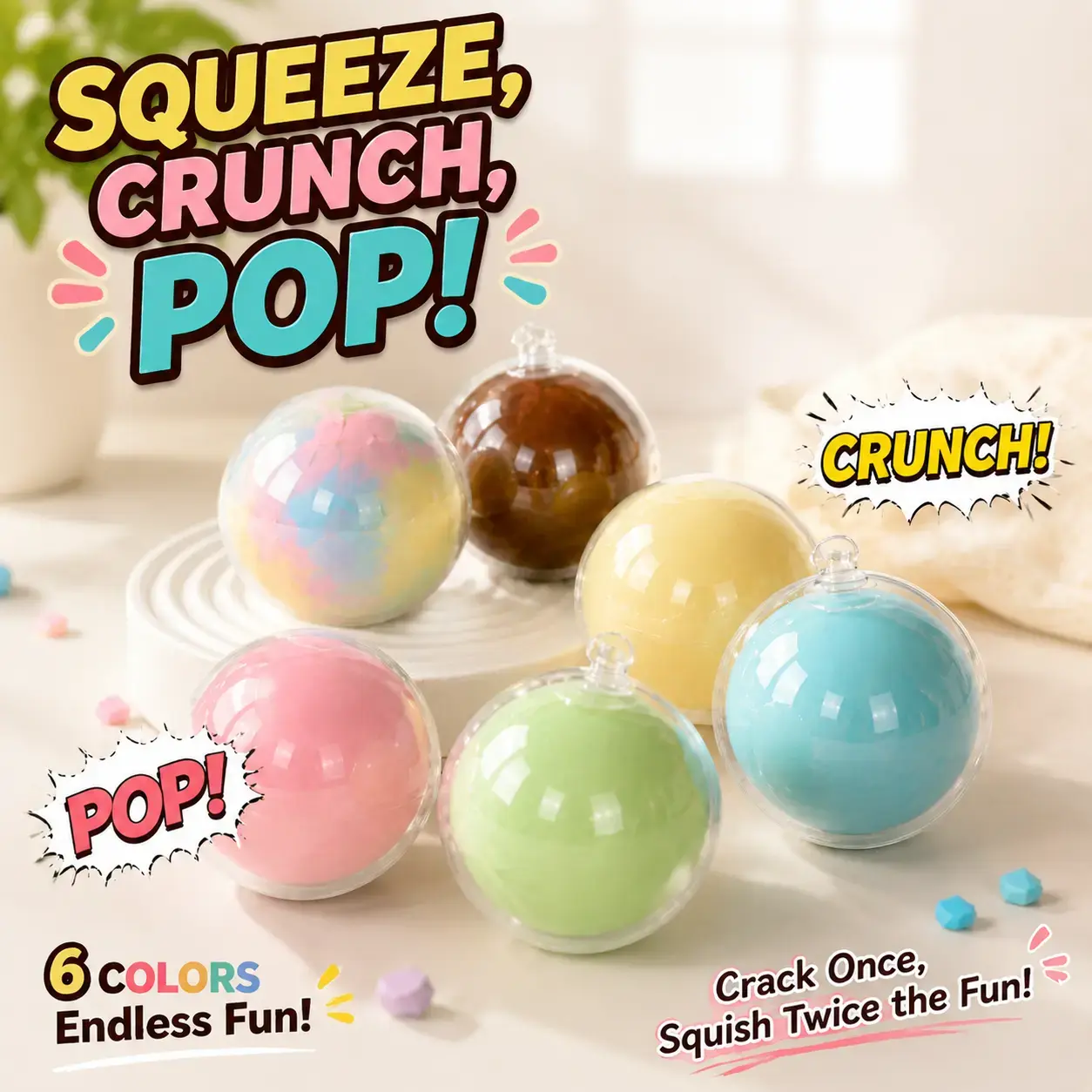 Crispy Sound Squeeze Stress Balls Soft Sound Making Fidget Toys Adult Sensory Decompression Squeeze Toy