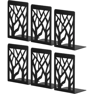 Book Ends, Bookends, Bookends for Shelves, Bookend, Book Ends for Heavy Books, Black Metal Book Shelf Holder  Decorative, Book Stoppers for Shelves 3 Pair
