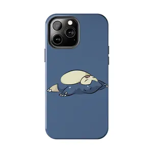 Cute Sleeping Snorlax Pokemon Case for iPhone 17-7 Pro Max Plus & Samsung Galaxy S25-S21 Ultra Plus - Cute Anime Lazy Snorlax Matte Blue Phone Cover Unisex