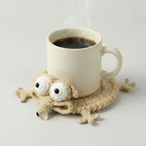 Cute Hand Woven Coasters, Heat Resistant Insulation Mats, Stress Relief Drink Coasters (Squirrel)